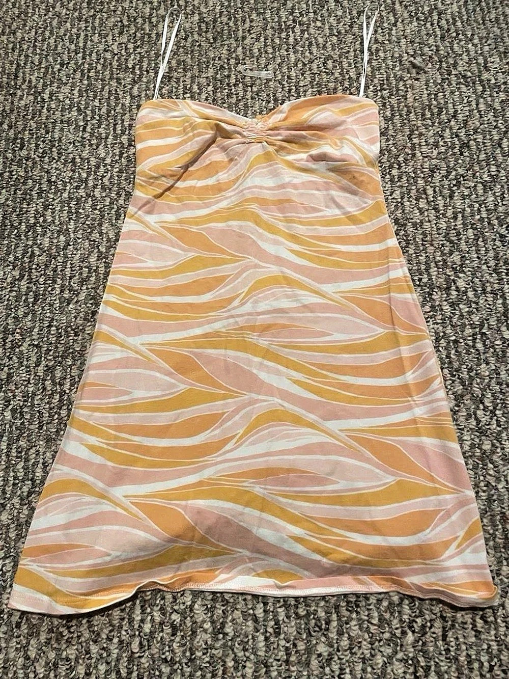 Hollister Strapless Mini Dress Abstract Swirl Orange & Pink XL